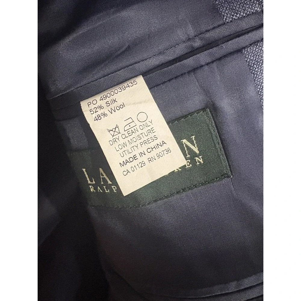 Lauren Ralph Lauren Men's‎ Blue Silk Blend 2-Button Sport Coat Blazer Size 44 R